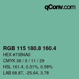 カラーコード: RGB 115 180.8 160.4 | qconv.com