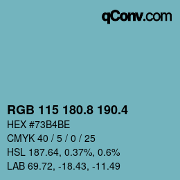 カラーコード: RGB 115 180.8 190.4 | qconv.com