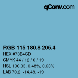 カラーコード: RGB 115 180.8 205.4 | qconv.com