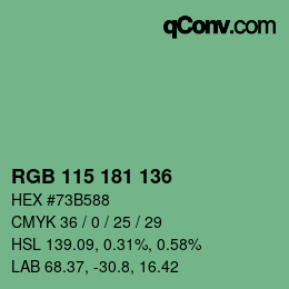 Color code: RGB 115 181 136 | qconv.com