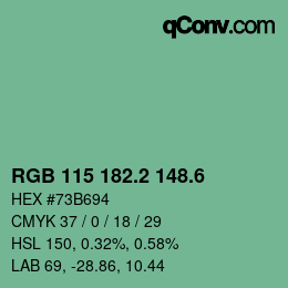 カラーコード: RGB 115 182.2 148.6 | qconv.com