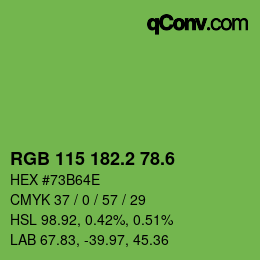 カラーコード: RGB 115 182.2 78.6 | qconv.com