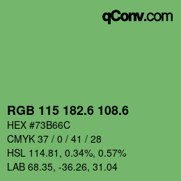 カラーコード: RGB 115 182.6 108.6 | qconv.com