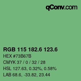 カラーコード: RGB 115 182.6 123.6 | qconv.com