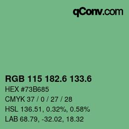 カラーコード: RGB 115 182.6 133.6 | qconv.com