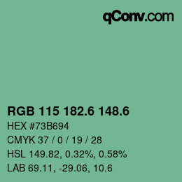 カラーコード: RGB 115 182.6 148.6 | qconv.com