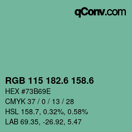カラーコード: RGB 115 182.6 158.6 | qconv.com