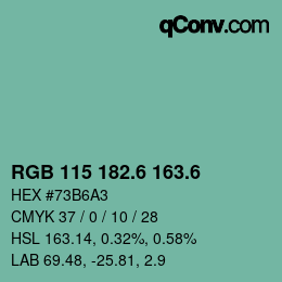 カラーコード: RGB 115 182.6 163.6 | qconv.com