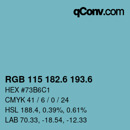 カラーコード: RGB 115 182.6 193.6 | qconv.com