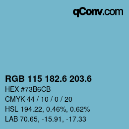 カラーコード: RGB 115 182.6 203.6 | qconv.com