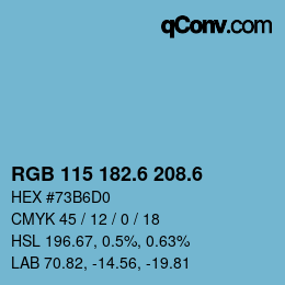 カラーコード: RGB 115 182.6 208.6 | qconv.com