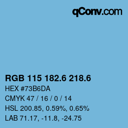 カラーコード: RGB 115 182.6 218.6 | qconv.com