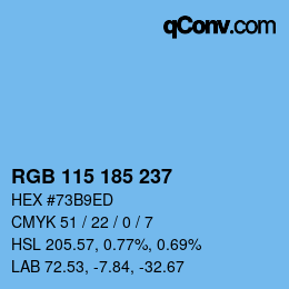 Color code: RGB 115 185 237 | qconv.com