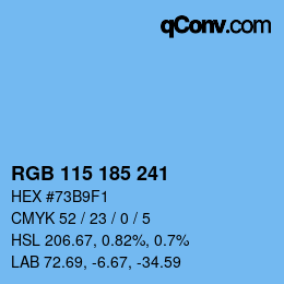Color code: RGB 115 185 241 | qconv.com