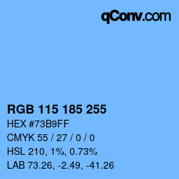 Color code: RGB 115 185 255 | qconv.com