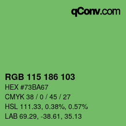 Color code: RGB 115 186 103 | qconv.com