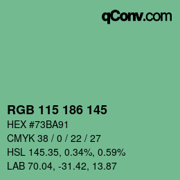 カラーコード: RGB 115 186 145 | qconv.com