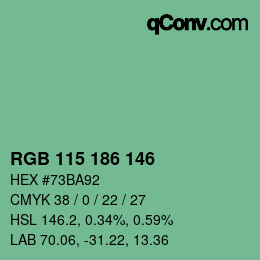 Código de color: RGB 115 186 146 | qconv.com