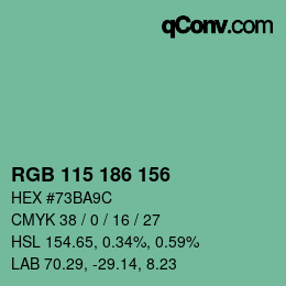 Código de color: RGB 115 186 156 | qconv.com