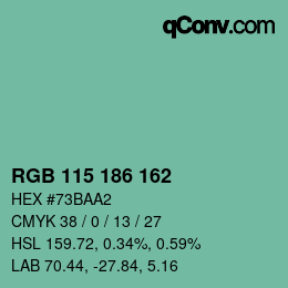 Color code: RGB 115 186 162 | qconv.com
