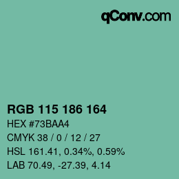 Código de color: RGB 115 186 164 | qconv.com