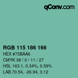 Código de color: RGB 115 186 166 | qconv.com