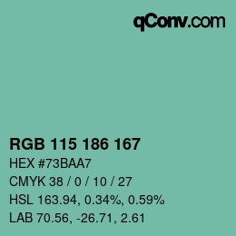 Color code: RGB 115 186 167 | qconv.com