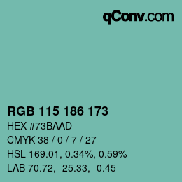 Código de color: RGB 115 186 173 | qconv.com