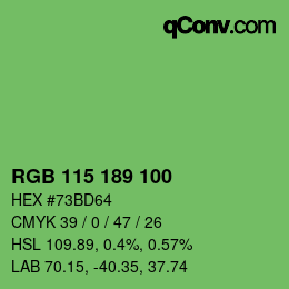 Color code: RGB 115 189 100 | qconv.com