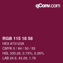 Color code: RGB 115 18 58 | qconv.com