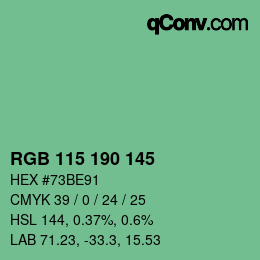 Color code: RGB 115 190 145 | qconv.com