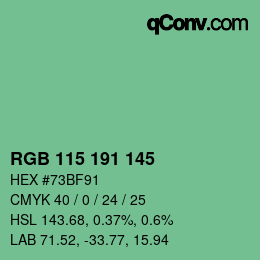 颜色代码: RGB 115 191 145 | qconv.com