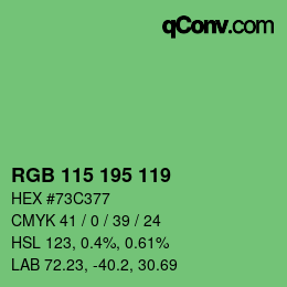 颜色代码: RGB 115 195 119 | qconv.com