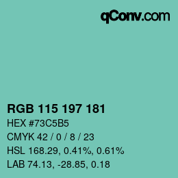 Color code: RGB 115 197 181 | qconv.com