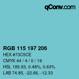 颜色代码: RGB 115 197 206 | qconv.com