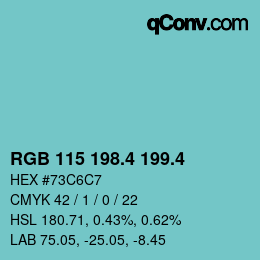 カラーコード: RGB 115 198.4 199.4 | qconv.com
