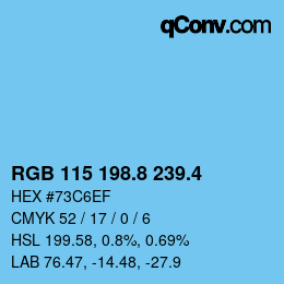 カラーコード: RGB 115 198.8 239.4 | qconv.com