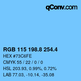カラーコード: RGB 115 198.8 254.4 | qconv.com