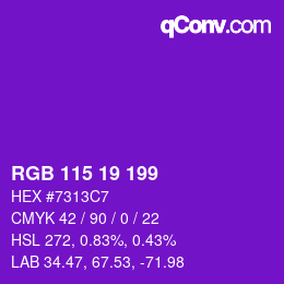 Color code: RGB 115 19 199 | qconv.com