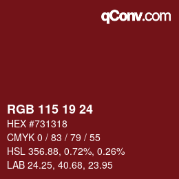 カラーコード: RGB 115 19 24 | qconv.com