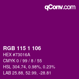 Color code: RGB 115 1 106 | qconv.com
