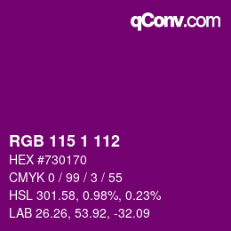 Color code: RGB 115 1 112 | qconv.com
