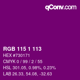 Color code: RGB 115 1 113 | qconv.com