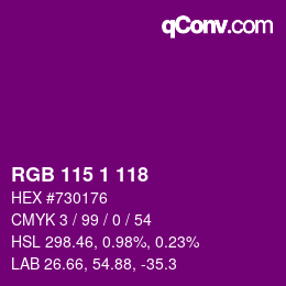 カラーコード: RGB 115 1 118 | qconv.com