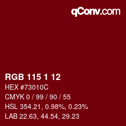 カラーコード: RGB 115 1 12 | qconv.com