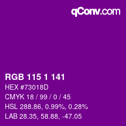 カラーコード: RGB 115 1 141 | qconv.com