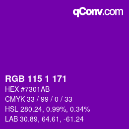 カラーコード: RGB 115 1 171 | qconv.com