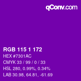 カラーコード: RGB 115 1 172 | qconv.com