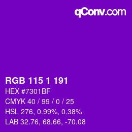 Color code: RGB 115 1 191 | qconv.com