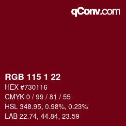 Color code: RGB 115 1 22 | qconv.com